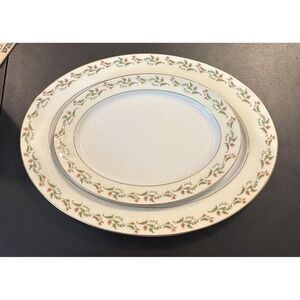 Heinrich Selb Bavaria Germany Gold Trim‎ Pink Flowers Oval Serving Platters 2